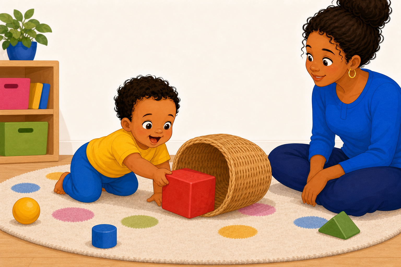 An infant using the senses to search and discover.
