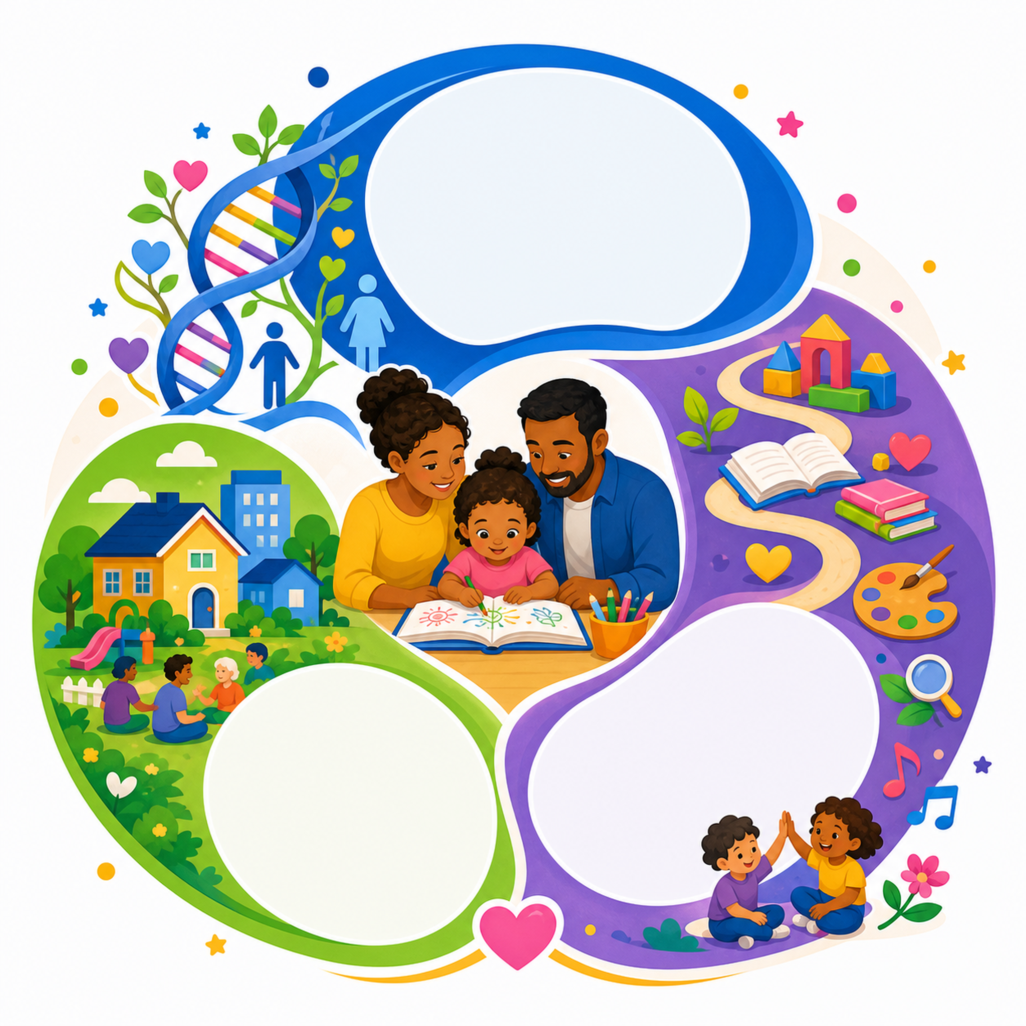 Connected developmental threads meeting within one learning experience.