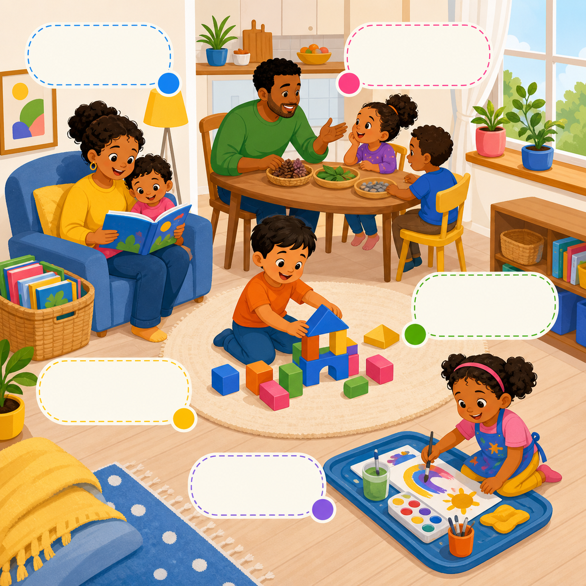 A room map for finding learning invitations throughout the home.